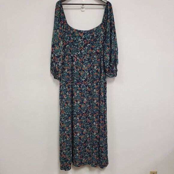 Lost + Wander Dresses & Skirts - Lost + Wander Womens Prairie‎ Dark Cottagecore Floral Dress Size 2X Puff Sleeve